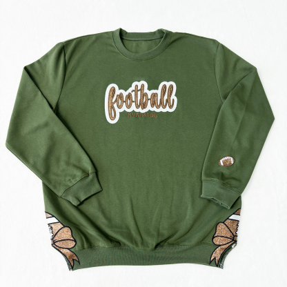 Customized Football Glitter Sweatshirt,Gifts For Sports Lovers,Mama Sweatshirt