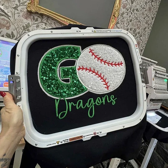 Custom Game Day Baseball Sweatshirt – Sequin Varsity Letter