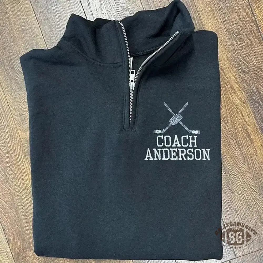 Custom Hockey Pullover Personalized Team Colors Quarter Zip Sweater