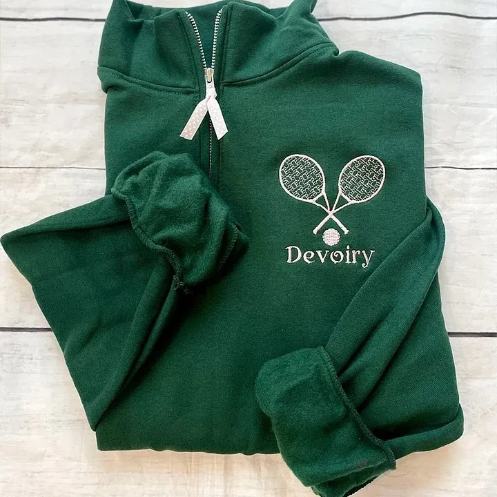 Personalized Tennis Racket Quarter Zip Sweatshirt Custom Name Tennis Pullover