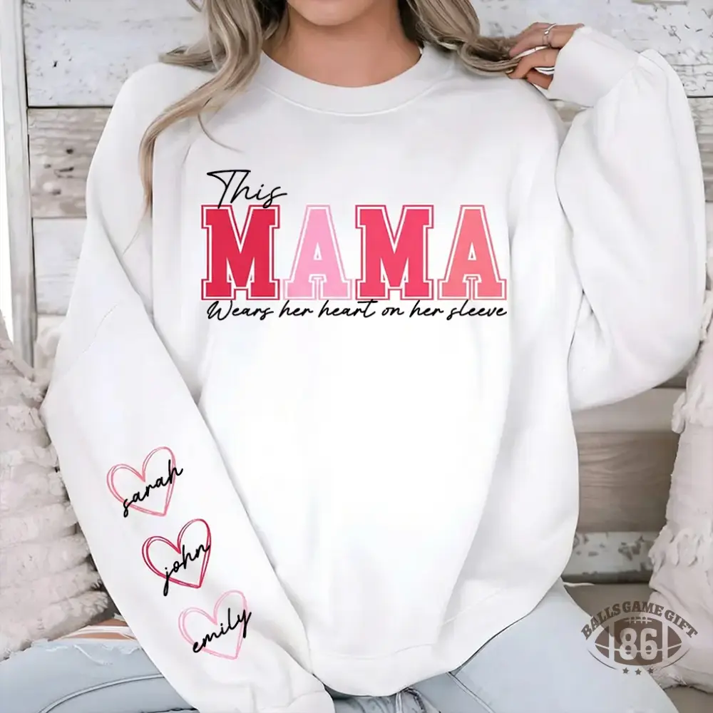 Custom Mama Embroidered Sweatshirt with Names on Sleeve Personalized Mother's Day Gift for Mom