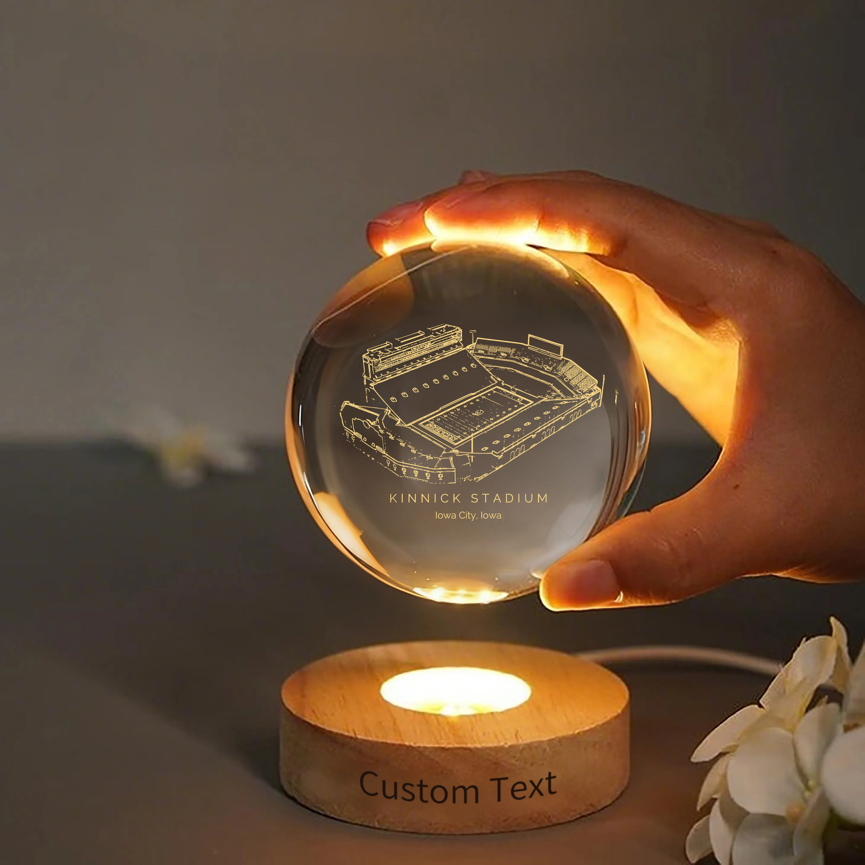 Kinnick Stadium 3D Spherical Crystal Ball Lamp