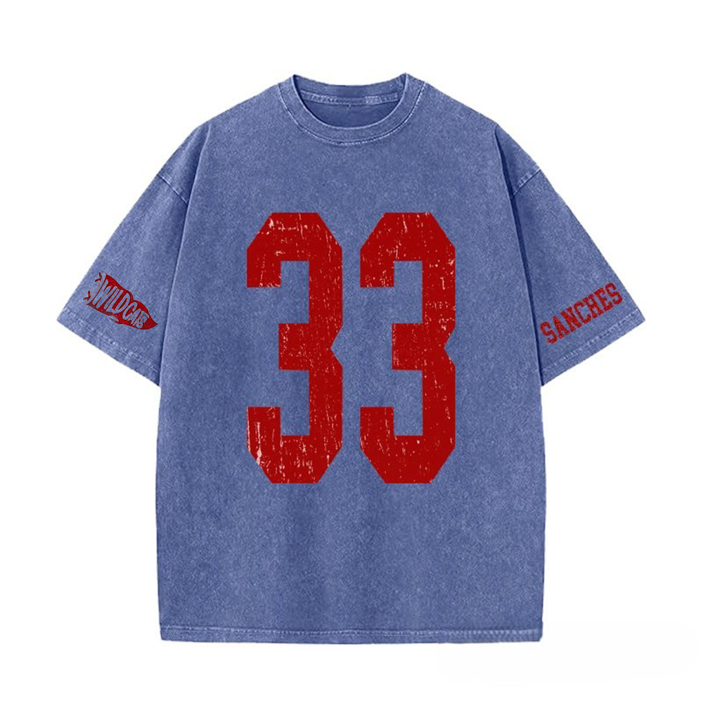 Custom Vintage Varsity Number or Letter Sport Team Washed T-Shirt