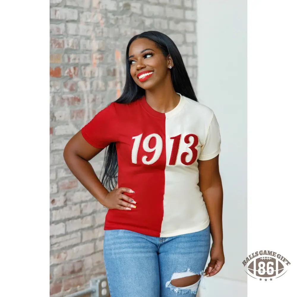 Customizable Split Sorority T-Shirt - Personalized Founding Year & Color Greek Life Tee