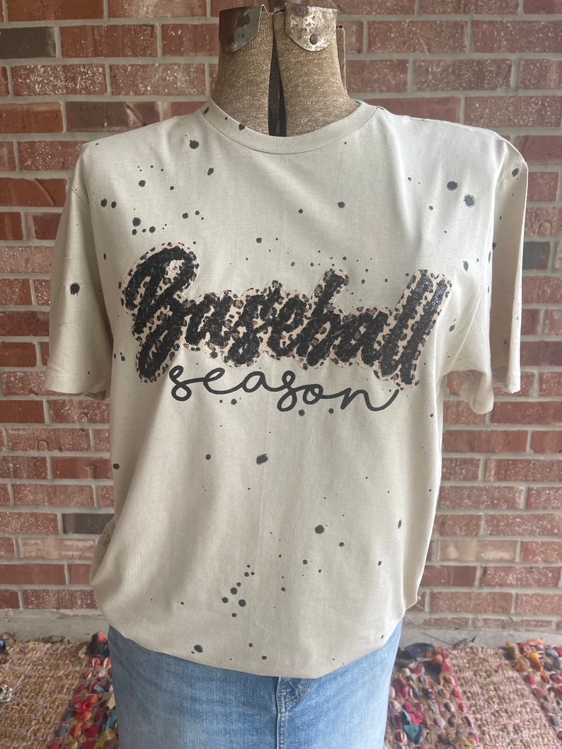 Customizable Baseball Season Leopard Splatter Tee - Make It Your Own Game Day Vibe