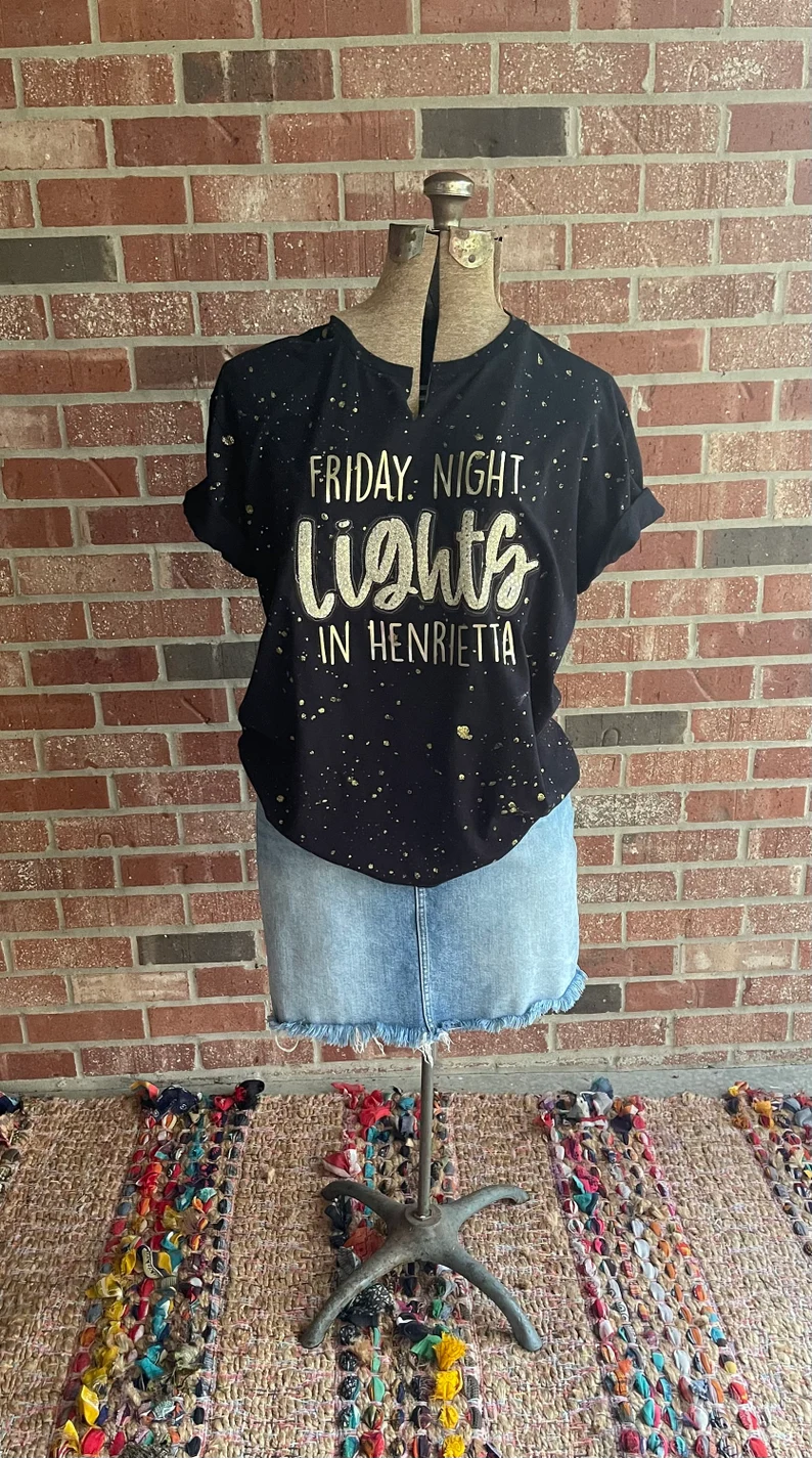 Friday Night Lights Spirit Tee – Glitter Letter Game Day Shirt