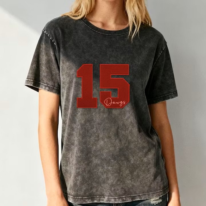 Custom Sports Number T-Shirt, Vintage Washed Team Spirit Casual Top