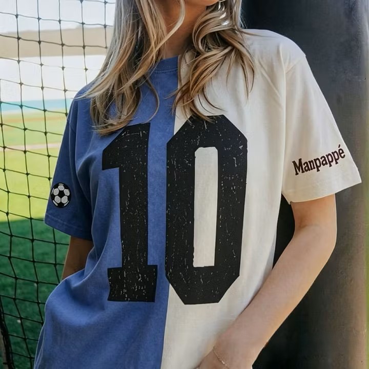 Custom Vintage Varsity Number or Letter Sport Team Two Tone Washed T-Shirt