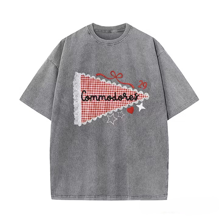 Custom Mascot & Team Spirit Washed Tee with Lace Pennant Applique ✨