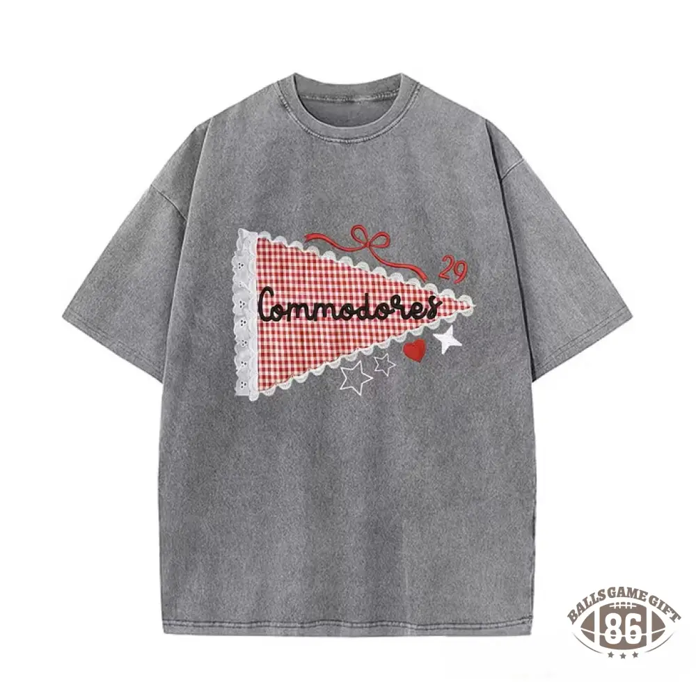 Custom Mascot & Team Spirit Washed Tee with Lace Pennant Applique ✨