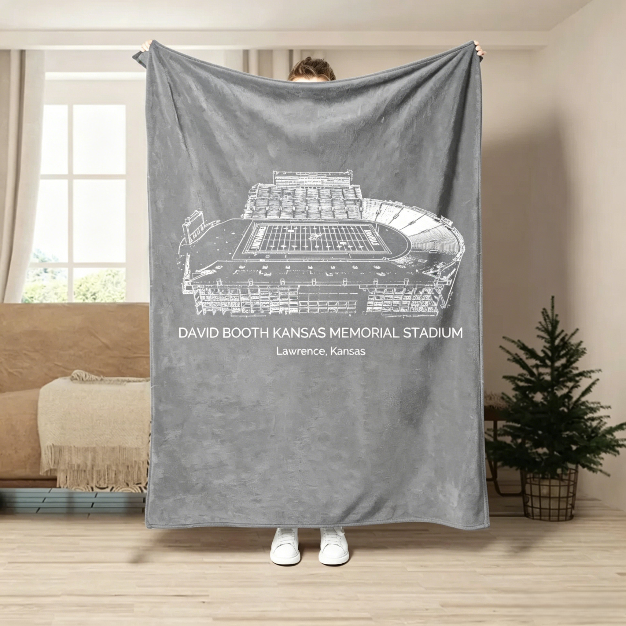 David Booth Kansas Memorial Stadium - College Football Blanket