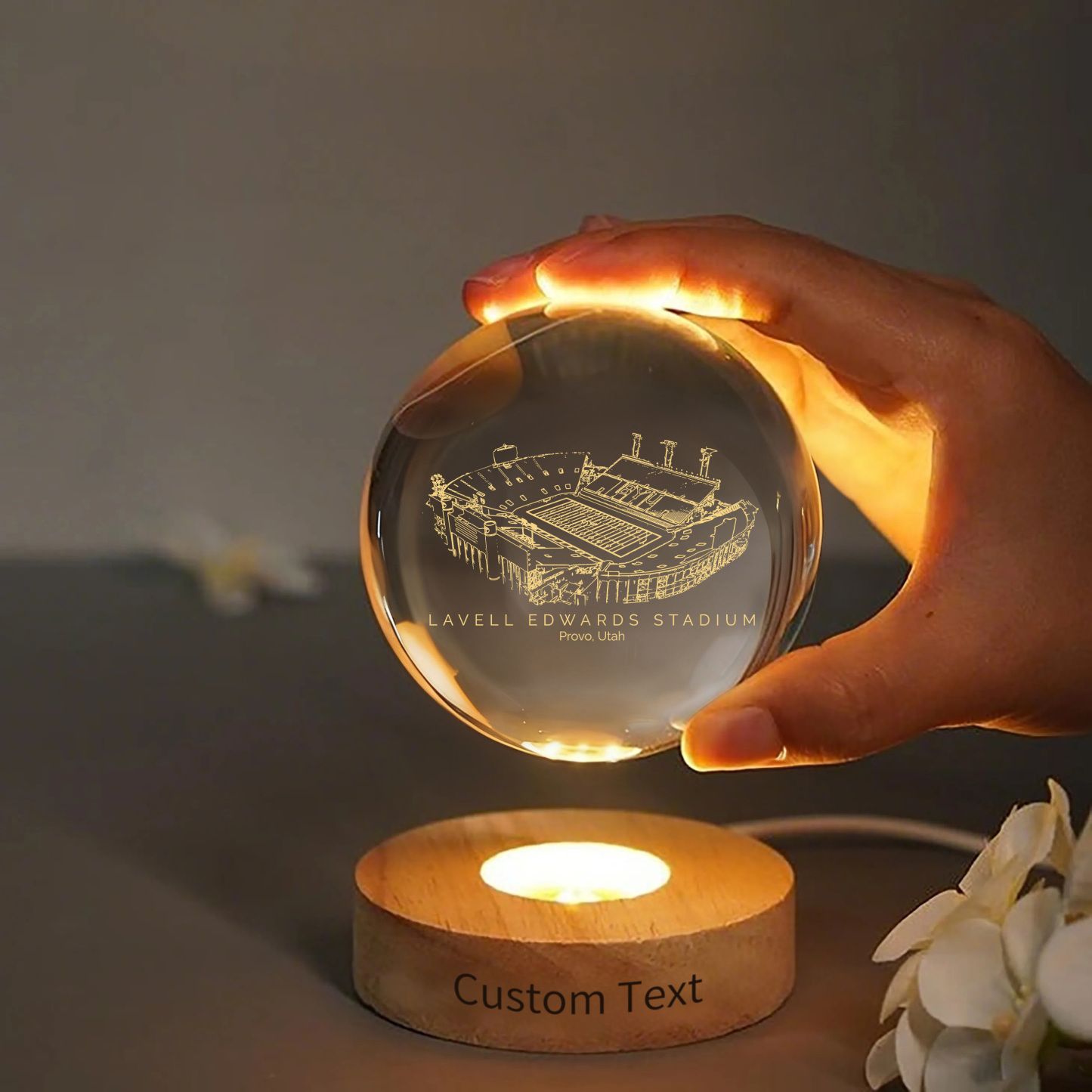 LaVell Edwards Stadium 3D Spherical Crystal Ball Lamp