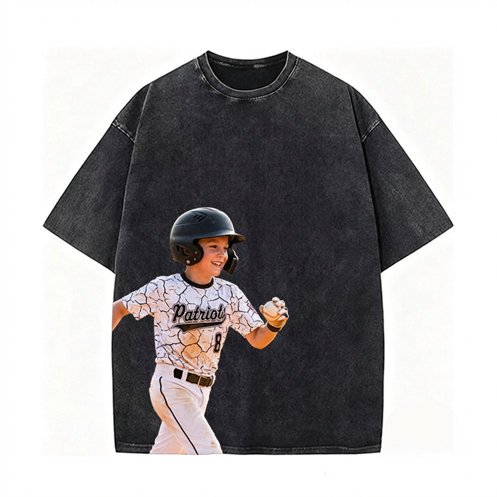 💖 Custom Vintage Washed Photo T-shirt – Personalized Portrait Tee, Soft Retro Style