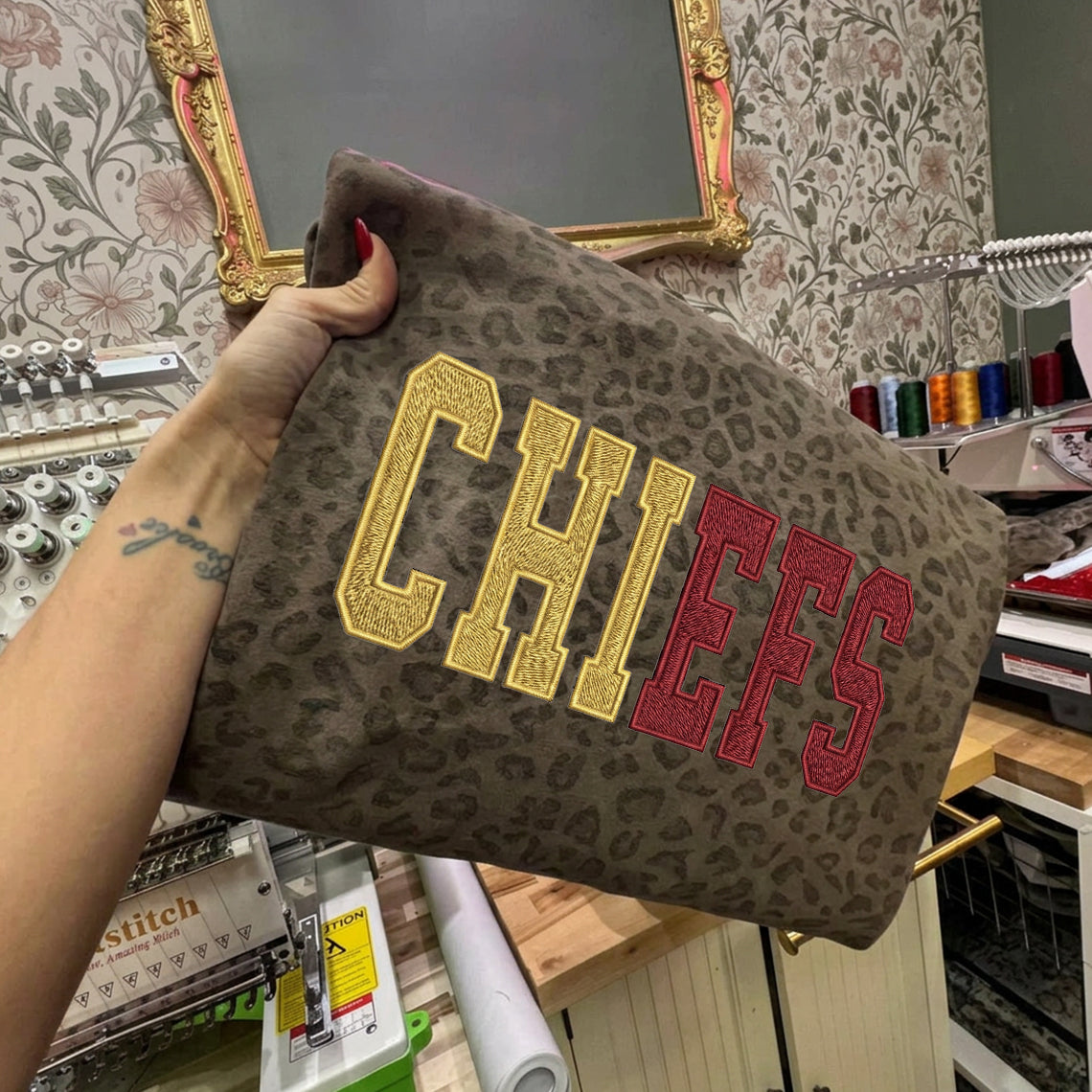 Custom Glitter Embroidered Camo Sweatshirt | Gifts for Sports Mom