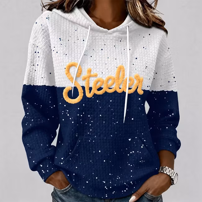 Custom College Spirit Waffle Hoodie, Personalized Chenille Team Name & Mascot Game Day Pullover