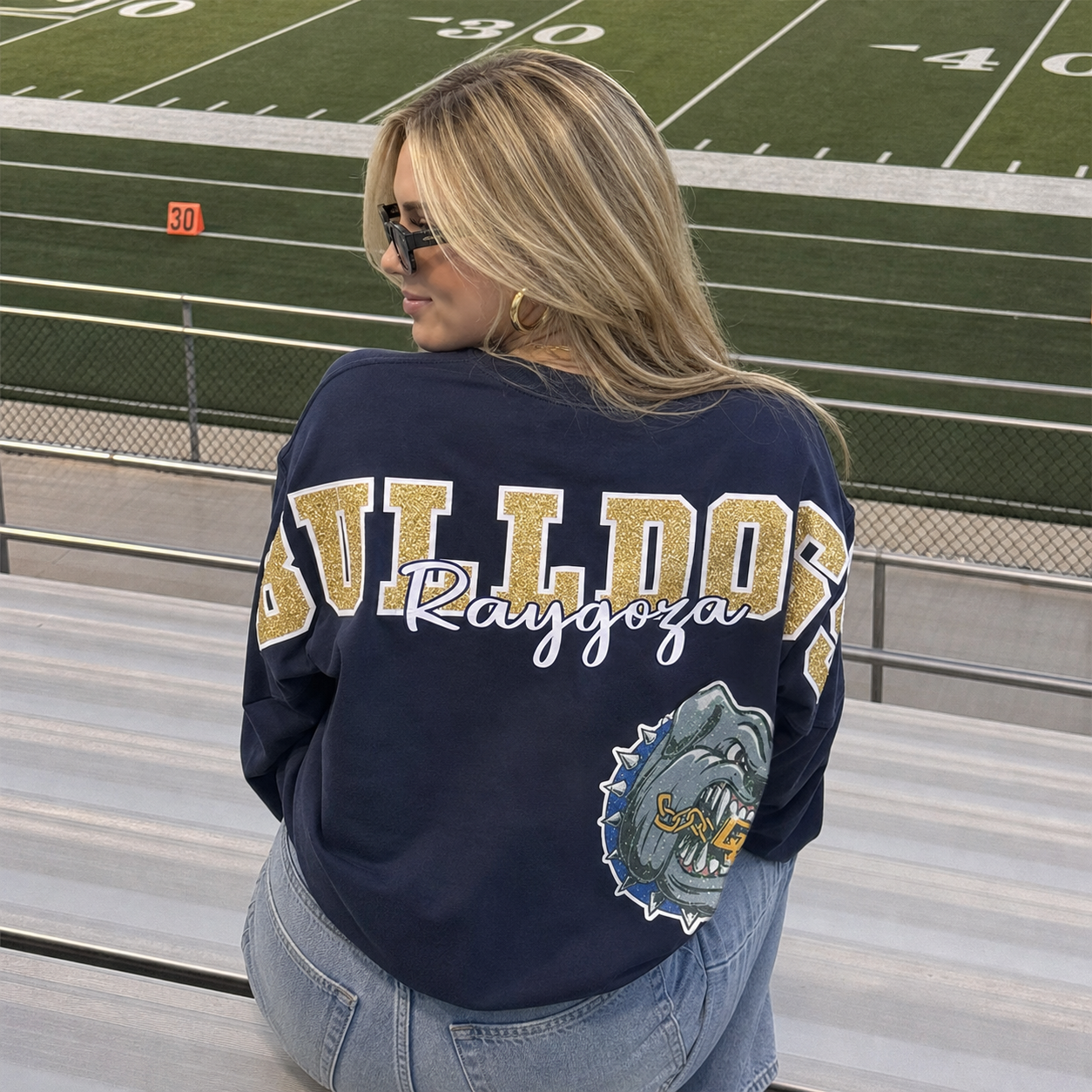 Custom Game Day Crewneck Sweatshirt, Vintage Back Print College Football Fan Pullover