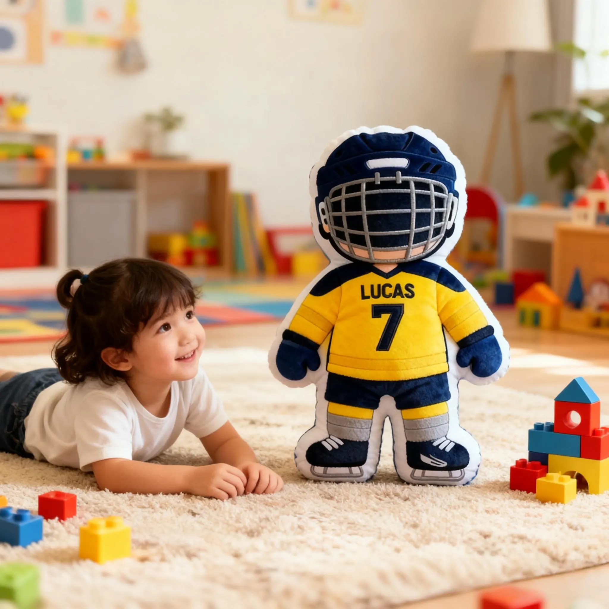 Personalized Hockey Player Pillow – Custom Name & Number Plush Gift