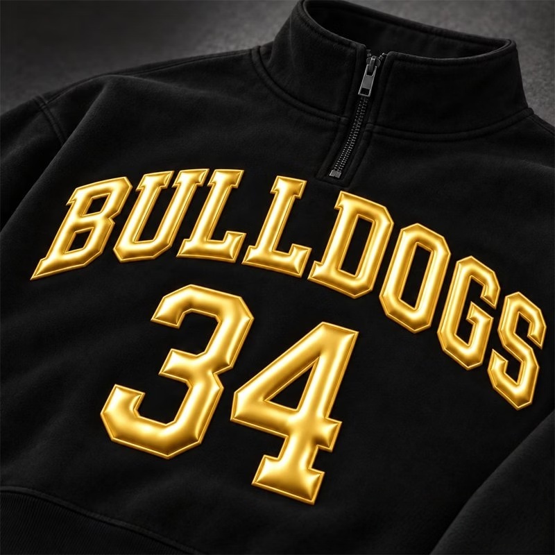 Custom Metallic Puff Print Quarter Zip Sweatshirt – Personalized Team Name & Number