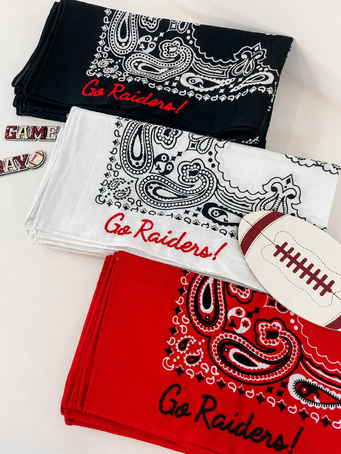 Custom Chain Stitch Team Spirit Bandana Scarf – Personalized Game Day Accessory