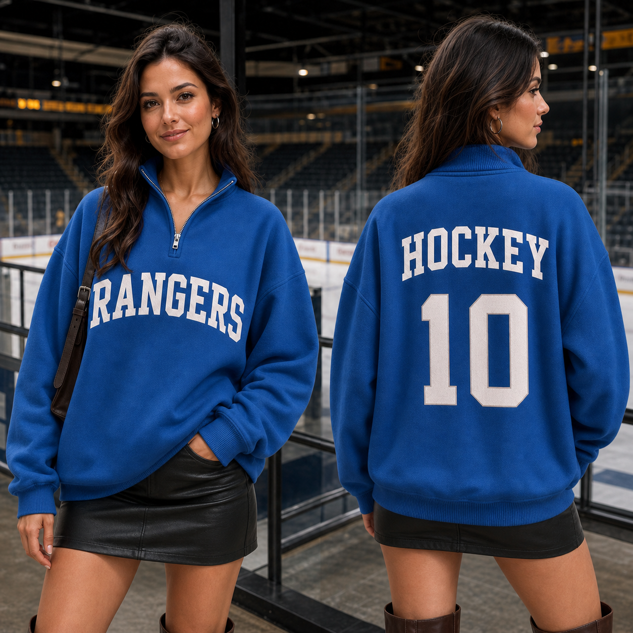 Vintage Hockey Team Quarter Zip Sweatshirt – Varsity Letter Game Day Pullover