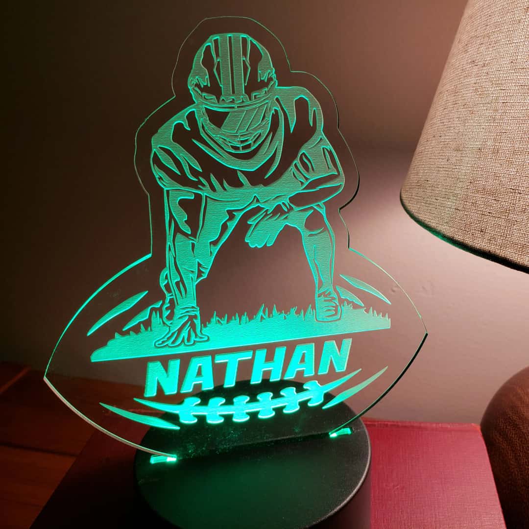 Personalized Football LED Night Light, Custom Name Acrylic Color-Changing Lamp, Sports Gift for Kids, Athletes & Football Fans