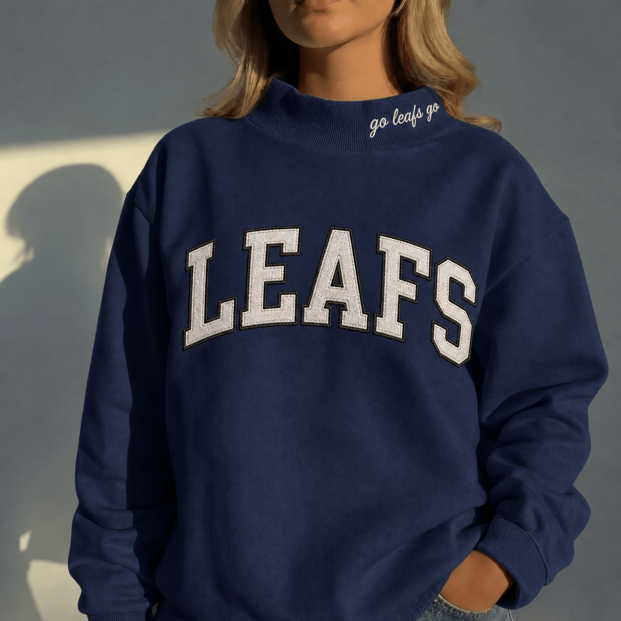 Custom Team Name Mock Neck Sweatshirt – Embroidered Varsity Style