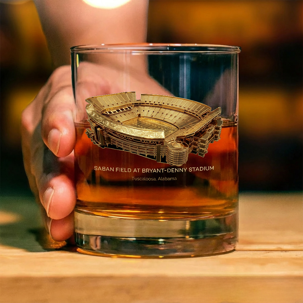 Saban Field at Bryant-Denny Stadium Whiskey Glass, Perfect Gift For Bourbon Lovers