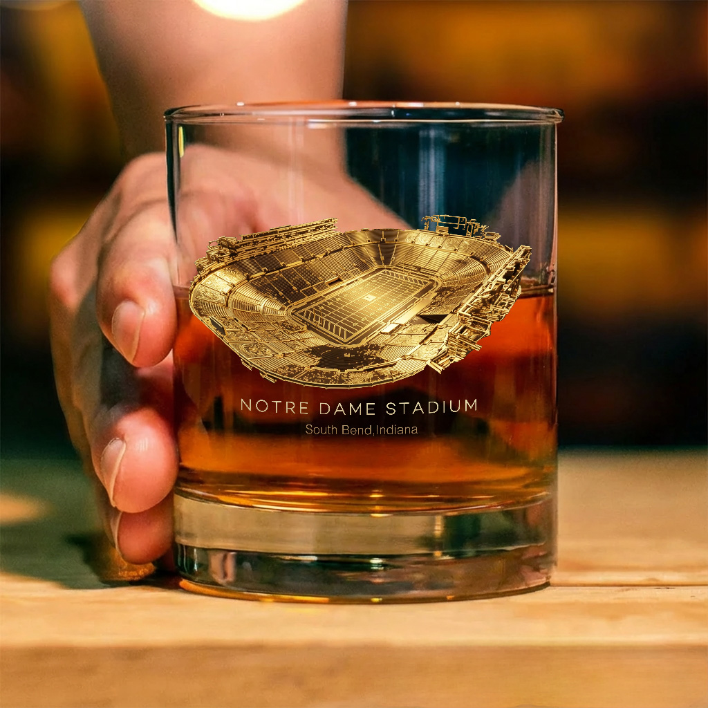 Notre Dame Stadium Whiskey Glass, Perfect Gift For Bourbon Lovers