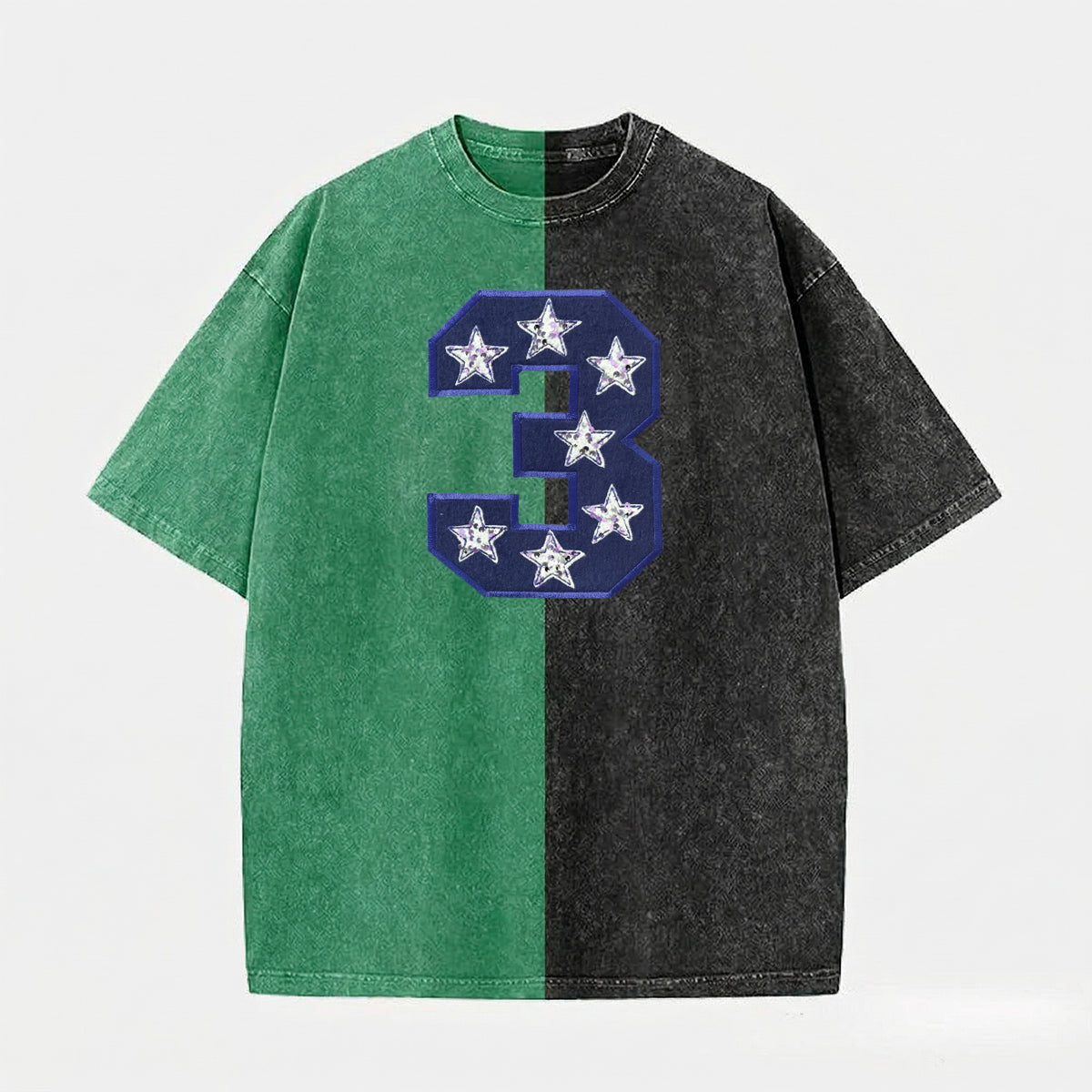 Personalized Team Number with Stars Two Tone Washed T-shirt 