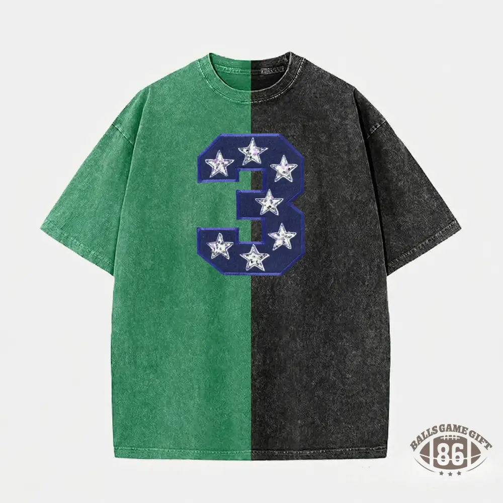 Personalized Team Number with Stars Two Tone Washed T-shirt 