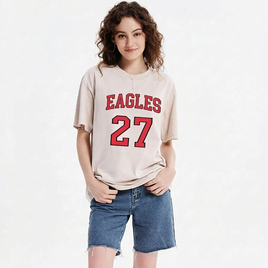 Custom Sports Number Vintage Washed T-shirt Personalized Team Jersey Style Tee