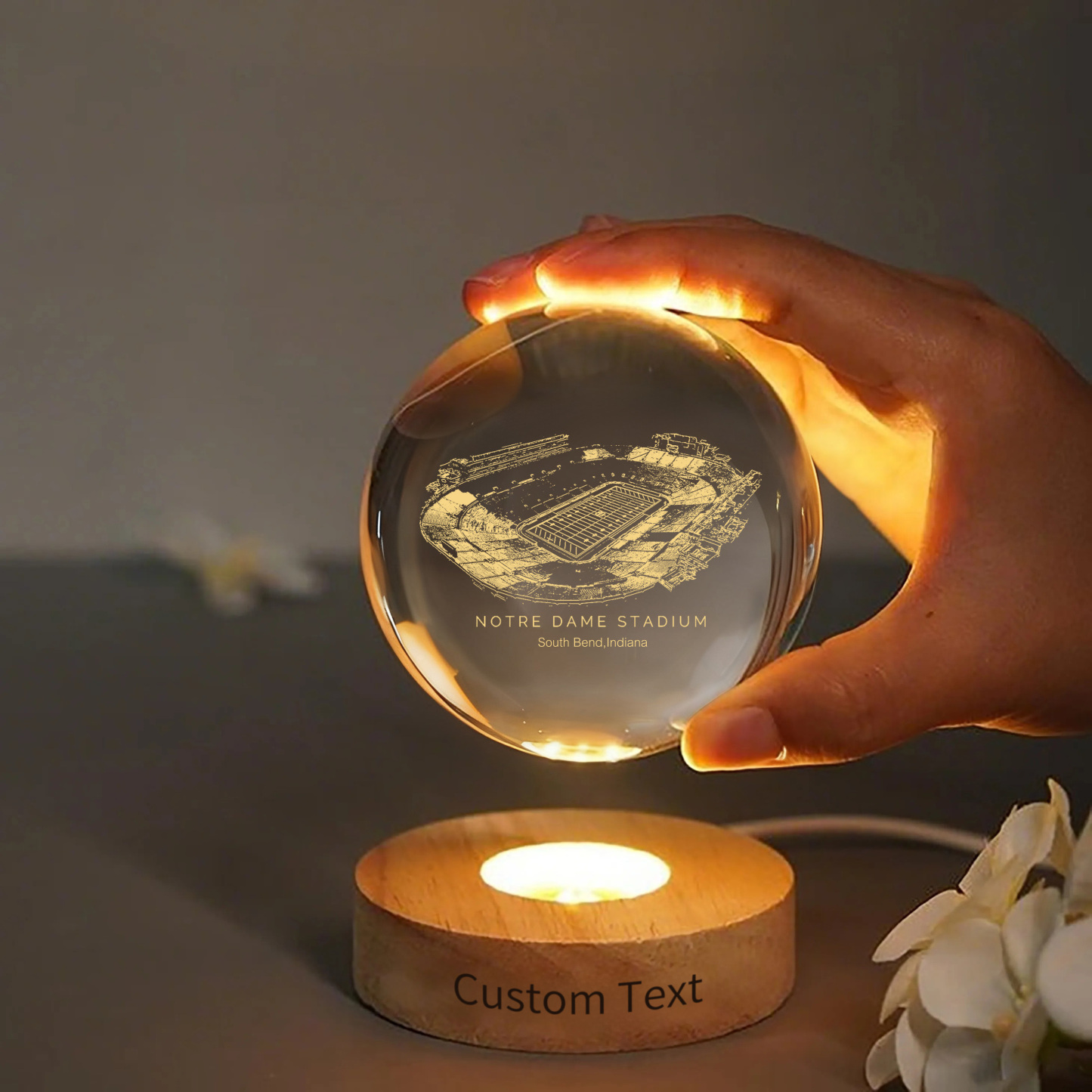 Notre Dame Stadium 3D Spherical Crystal Ball Lamp