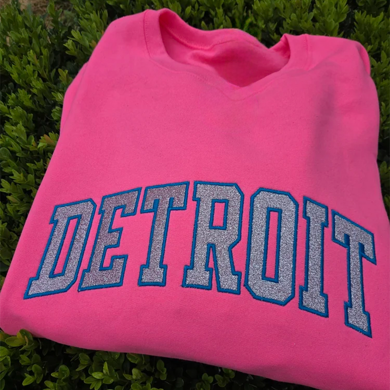 Custom Team Glitter Embroidered Sweatshirt Hoodie T-shirt