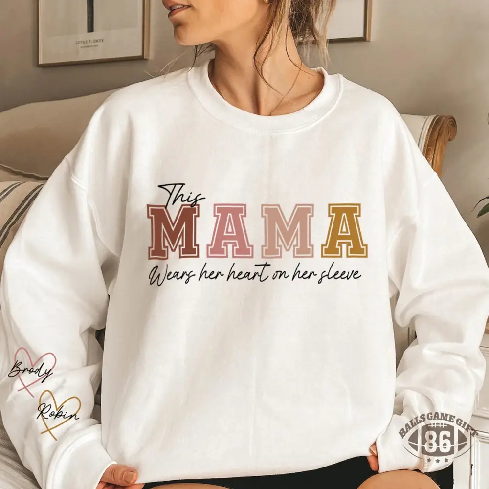 Custom Mama Embroidered Sweatshirt with Names on Sleeve Personalized Mother's Day Gift for Mom