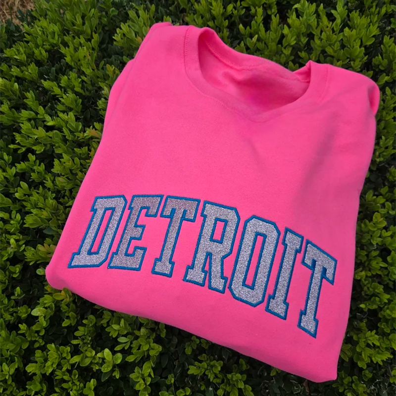 Custom Team Glitter Embroidered Sweatshirt Hoodie T-shirt