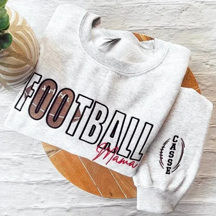 Personalized Game Day Mama Sweatshirt with kids name on the sleeve Football/Baseball/Soccer Mama