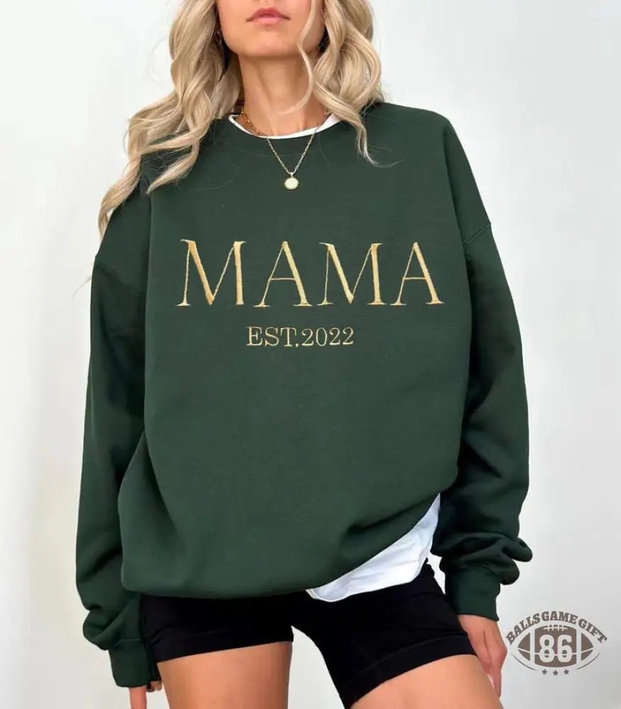 Personalized Mama Full Embroidered Sweatshirt, New Mom Outfit, Mother's Day Gifts.