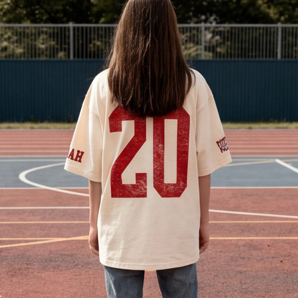 Custom Vintage Varsity Number or Letter Sport Team Washed T-Shirt