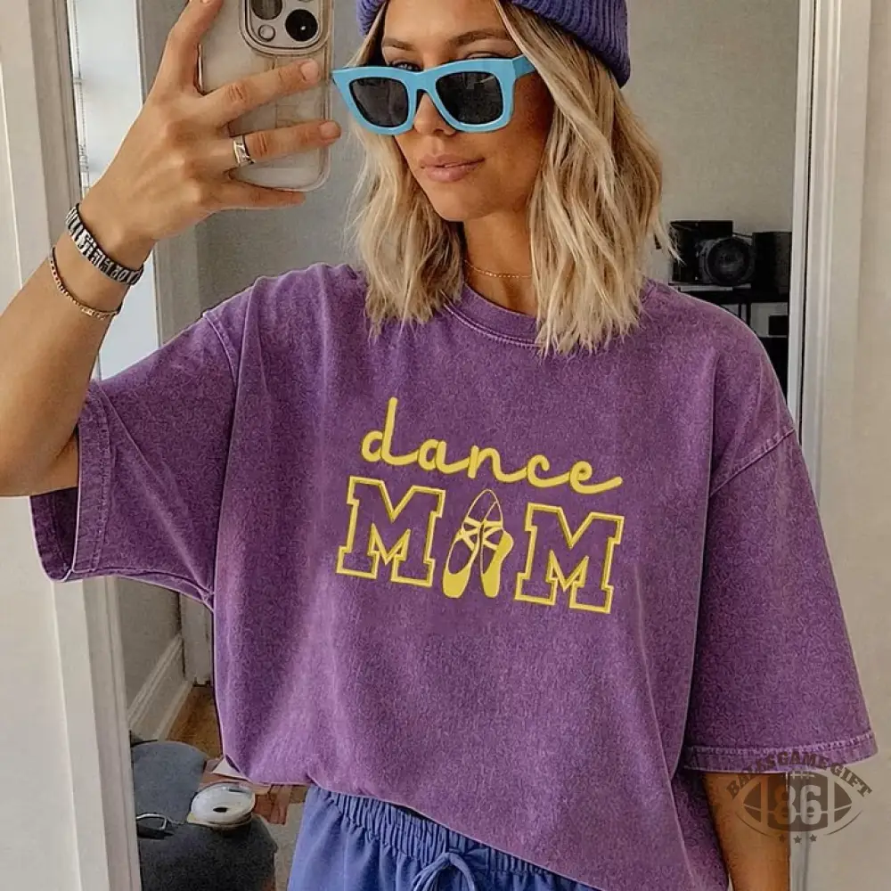 Dance Mom Embroidered Vintage Washed T-Shirt, Oversized Casual Dance Mom Tee