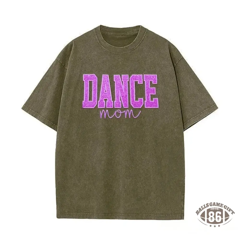 Personalized Embroidered Dance Mom Washed T-Shirt with Kids Name on Sleeve