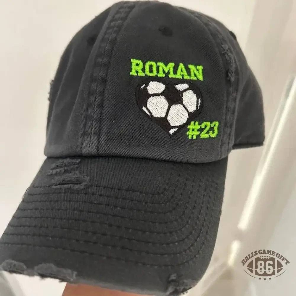 Custom Embroidered Baseball Cap with Baseball Heart