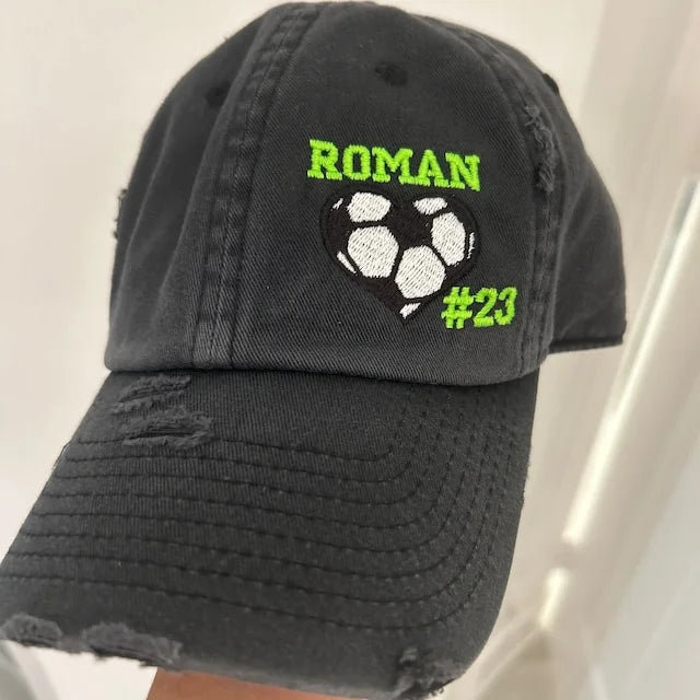 Custom Embroidered Baseball Cap with Baseball Heart