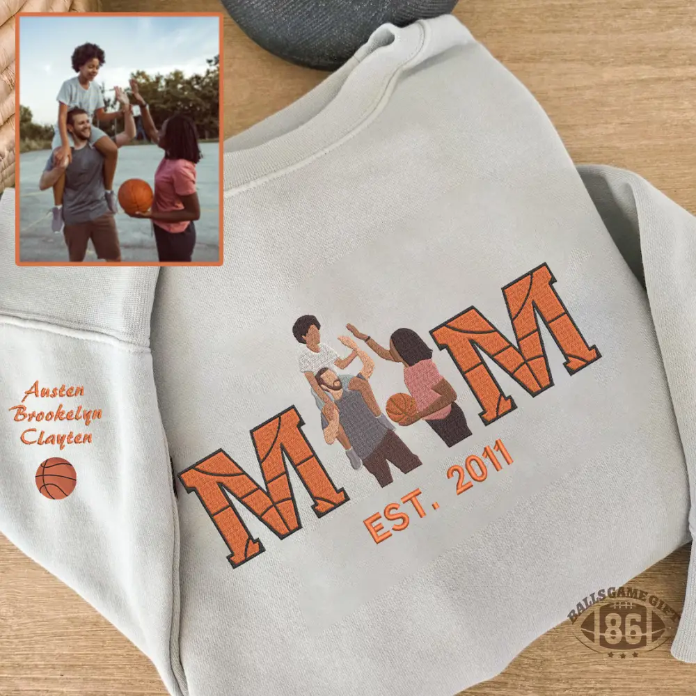  Embroidered Basketball Mom or Dad with Personalized Photo Basketball Mom Dad Sweatshirt