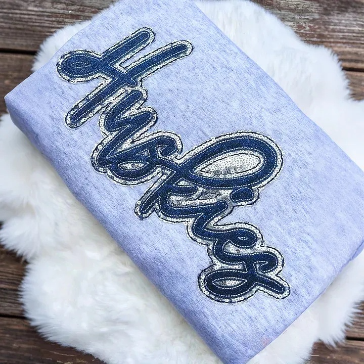 Personalized Sparkly Glitter Sequin Applique Embroidered Gameday Sweatshirt