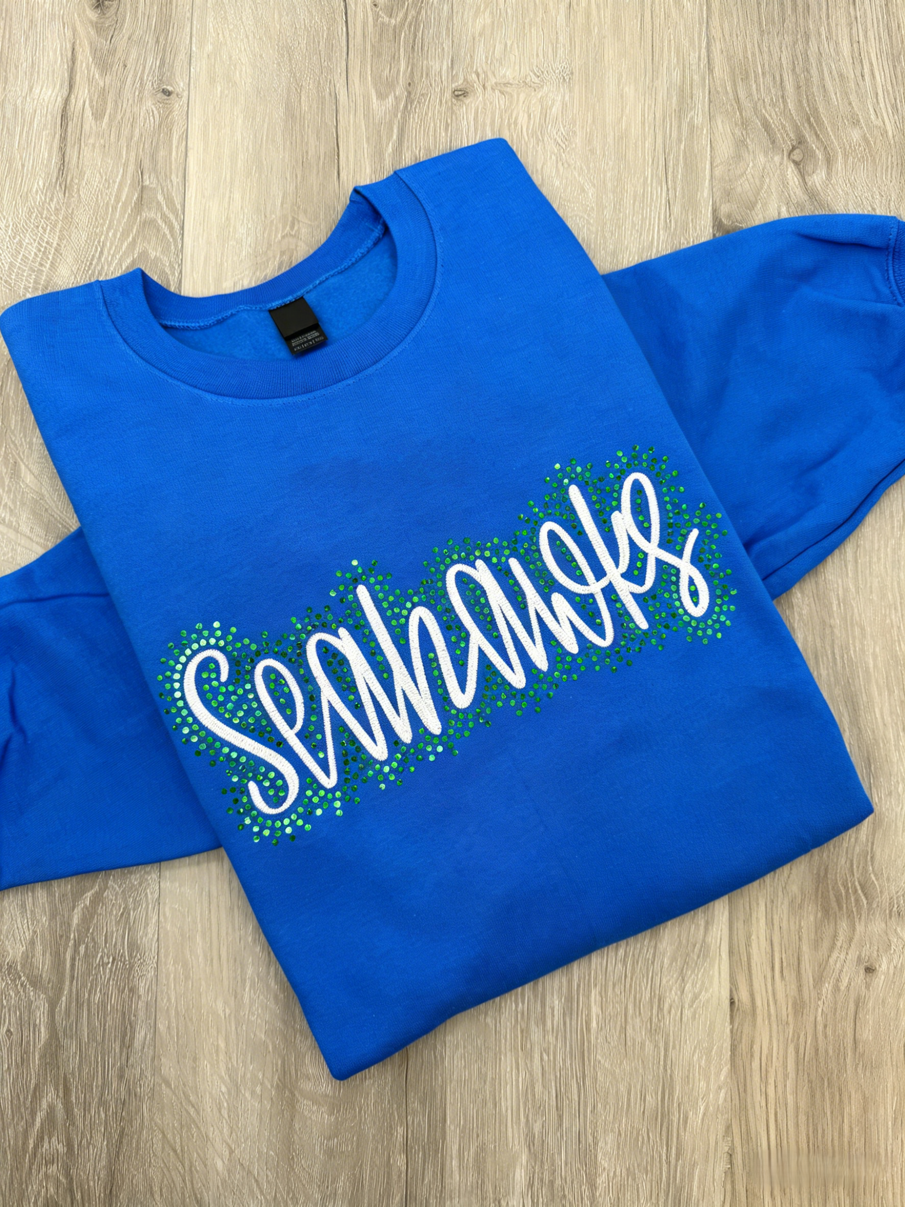 Custom Seahawks Embroidered & Bling Sweatshirt T-shirt Hoodie For Mom Dad