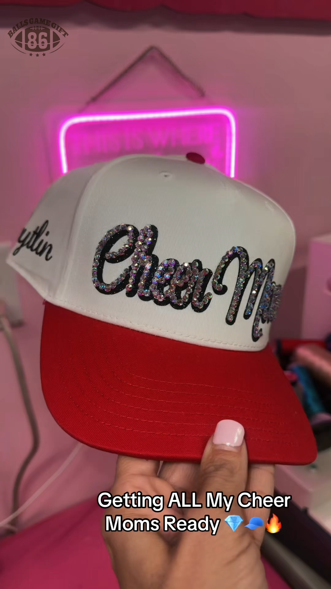 Cheer Mom Vintage Rhinestone Embellished Snapback Hat 👑
