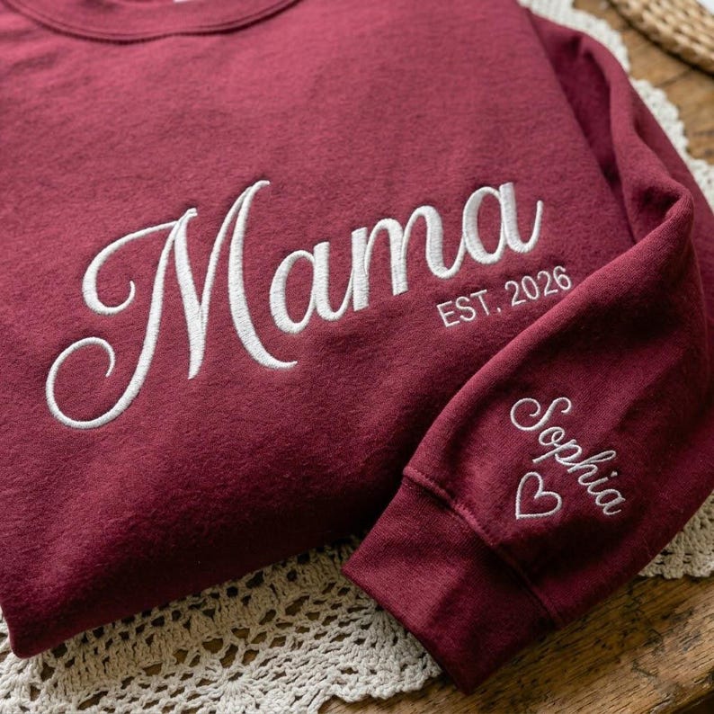 Embroidered Mama Grandma Sweatshirt Personalized Name On Sleeve Mothers Day Gift for Mom