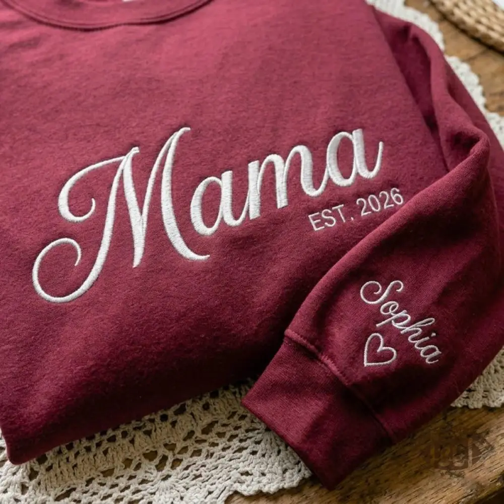 Embroidered Mama Grandma Sweatshirt Personalized Name On Sleeve Mothers Day Gift for Mom