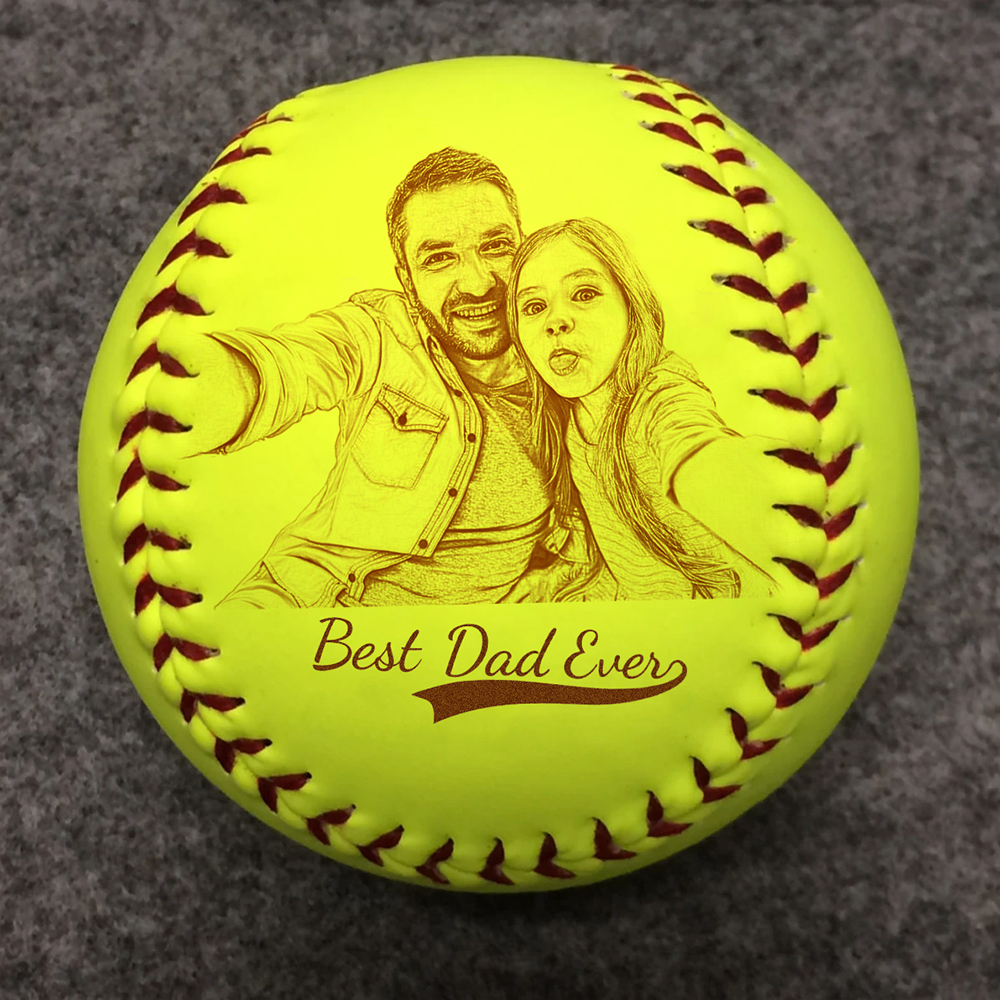 Personalized Photo Engraving Baseball Gifts for Dad Father's Day