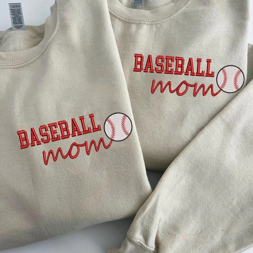 Baseball Mom Sweatshirt Glitter Embroidery Name or Team Name Hoodie